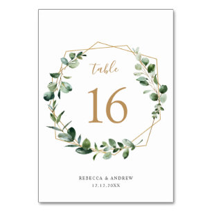 Geometric Eucalyptus Greenery Table Numbers Card