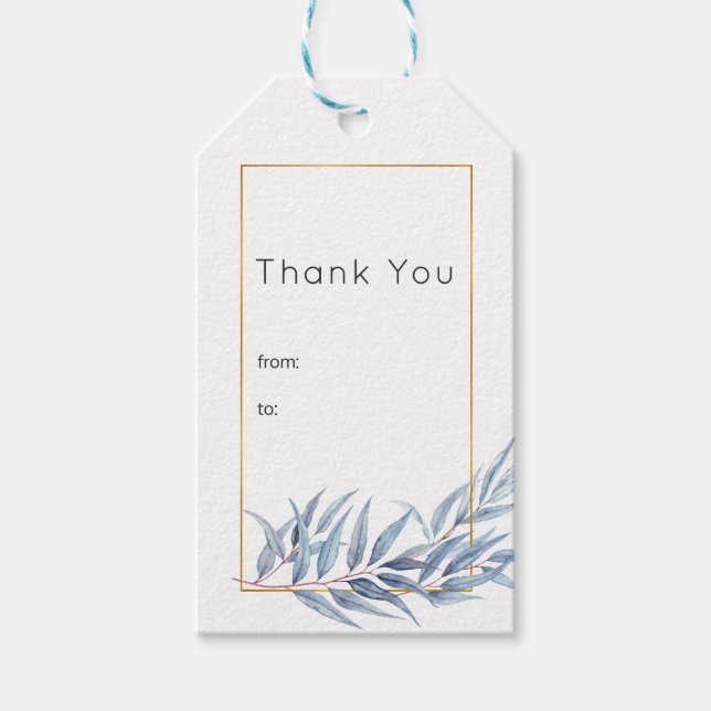 Geometric Eucalyptus Leaves Gift Tags (Front)