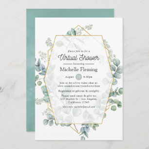 Geometric Eucalyptus Virtual Baby or Bridal Shower Invitation