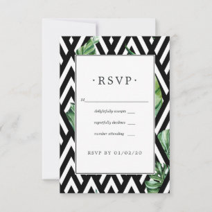 Geometric Exotic Forest Wedding RSVP Card
