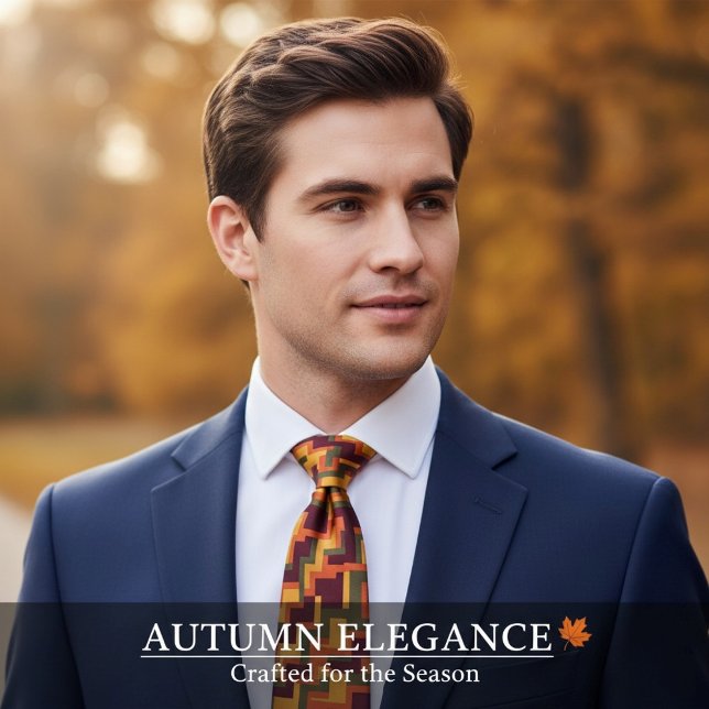 Geometric Fall Colours Abstract Pattern Autumn Tie (Creator Uploaded)