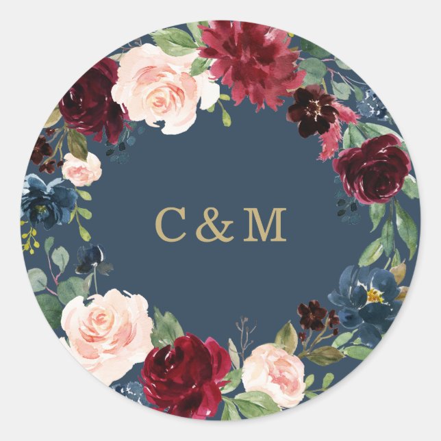 Geometric Fall Elegance Monogram Sticker Tag (Front)