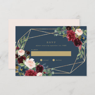 Geometric Fall Elegance Wedding RSVP Invitation