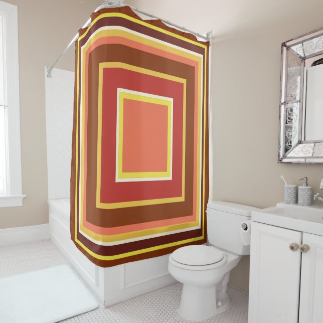 Geometric Fall Indian Corn Colours Shower Curtain (In Situ)