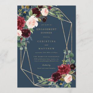 Geometric Fall Romance Engagement Dinner Invite