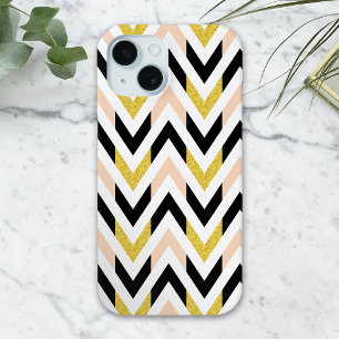 Geometric Faux Glitter Chevron Pattern Case-Mate i iPhone 15 Case