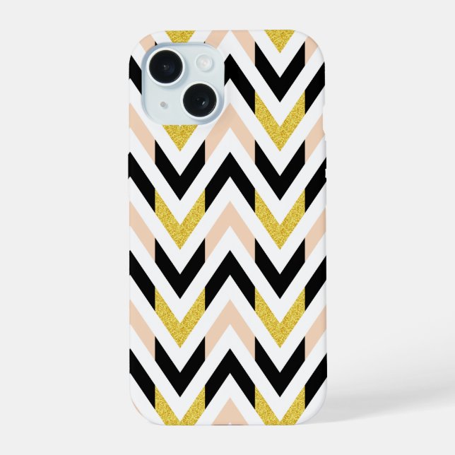 Geometric Faux Glitter Chevron Pattern Case-Mate i iPhone 15 Case (Back)