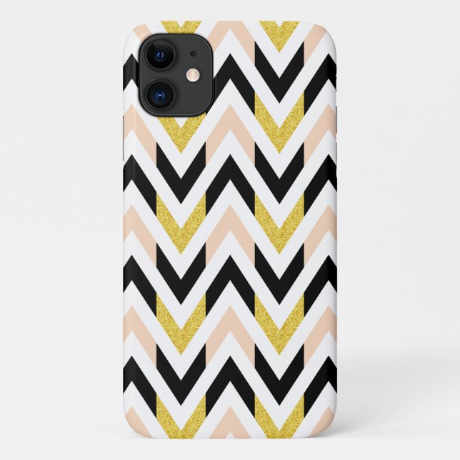 Geometric Faux Glitter Chevron Pattern Case-Mate iPhone Case (Back)