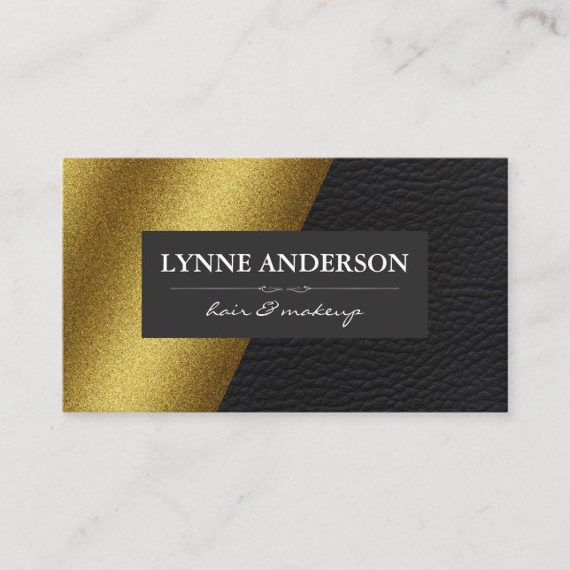 Geometric Faux Gold Leather Colour Blocks Business Card (Front)
