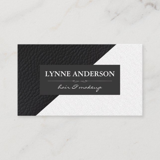 Geometric Faux Leather Wavy Colour Blocks Business Card (Front)