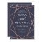 Geometric Faux Rose Gold on Midnight Blue Wedding