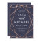 Geometric Faux Rose Gold on Midnight Blue Wedding