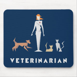 Geometric Female Veterinarian Mouse Mat