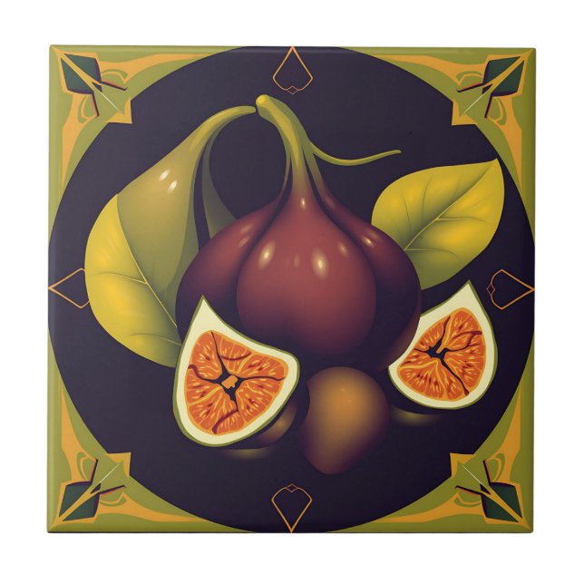 Geometric Fig Fruit with Sleek and Modern Forms Tile (Front)