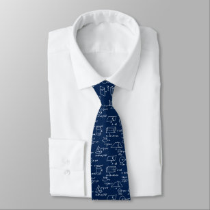 Geometric Figures and Math Equations Tie