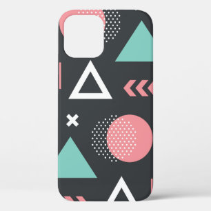 Geometric figures seamless pattern design. vintage iPhone 12 case
