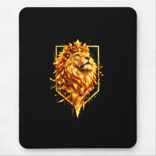 Geometric Fire Lion Crown Mouse Mat