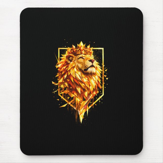 Geometric Fire Lion Crown Mouse Mat (Front)