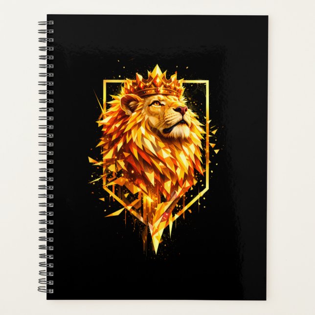 Geometric Fire Lion Crown Planner (Front)