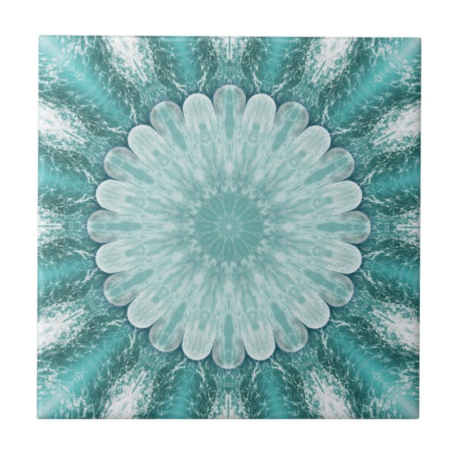 Geometric Floral Beach Star Bathroom Tile (Front)