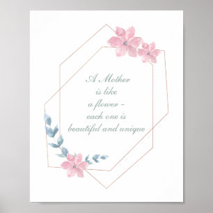 Geometric Floral Beautiful Mother Quote Poster