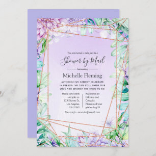 Geometric Floral Bridal or Baby Shower by Mail Invitation