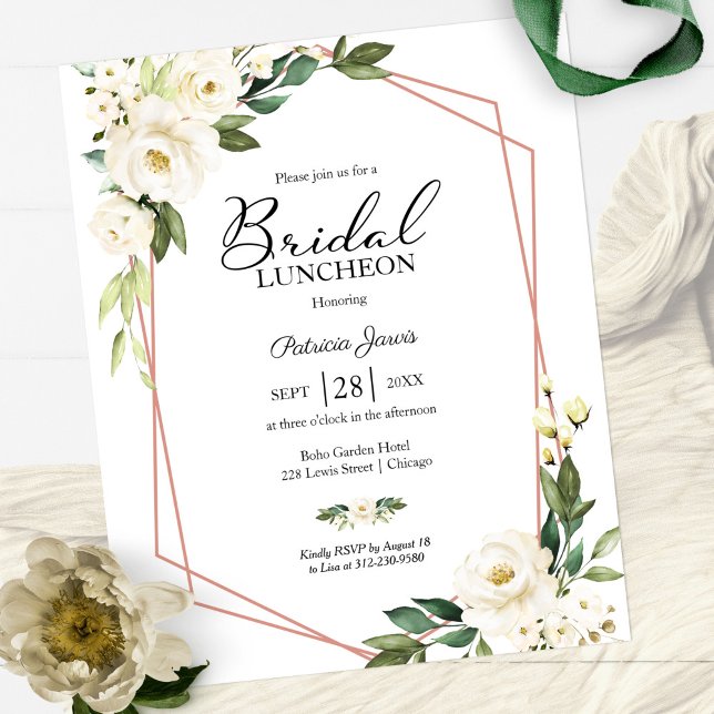 Geometric Floral Budget Bridal Luncheon Invitation (Creator Uploaded)