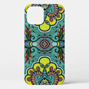 Geometric floral, colourful abstract seamless text iPhone 12 case