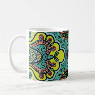 Geometric floral, colourful abstract seamless text coffee mug