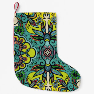 Geometric floral, colourful abstract seamless text small christmas stocking