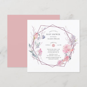 Geometric Floral frame Baby Shower Invitation