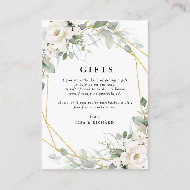 Geometric floral frame greenery wedding gifts card (Front)