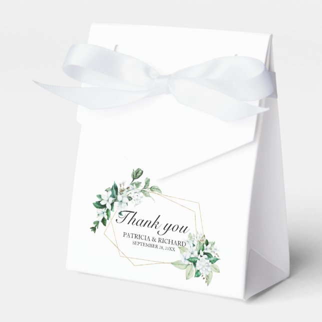 Geometric Floral Greenery Wedding Favour Box (Front Side)