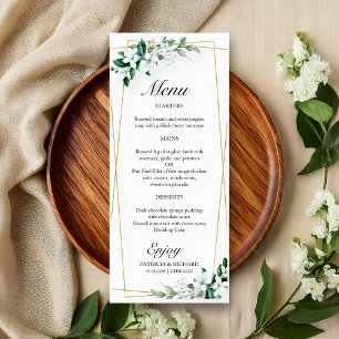 Geometric Floral Greenery Wedding Menu