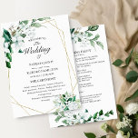 Geometric Floral Greenery Wedding Program Programme<br><div class="desc">Get ready to be captivated by our stunning gold greenery wedding suite! This exquisite design features an elegant geometric frame beautifully decorated with delicate greenery leaves and floral illustrations. With its modern, chic calligraphy, it's the ideal touch for your enchanting garden-themed wedding. If you have any special requests or need...</div>