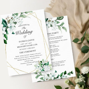 Geometric Floral Greenery Wedding Program Programme