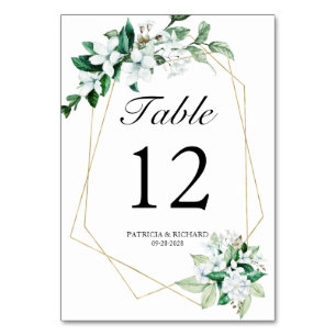 Geometric Floral Greenery Wedding Table Number