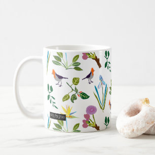 Geometric floral Hawaiian flowers/birds Coffee Mug