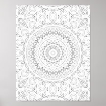 Geometric Floral Mandala Colouring Design