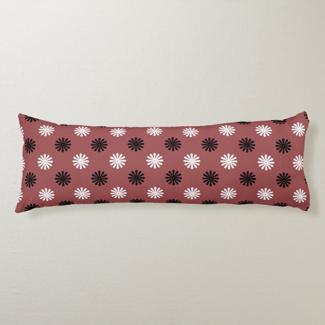 Geometric Floral Modern Red Black Abstract Body Cushion (Front)