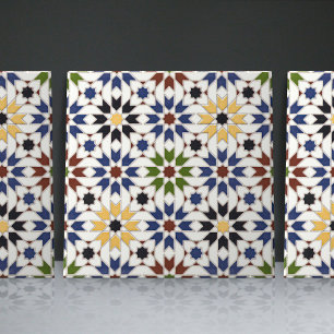 Geometric Floral Moroccan Tile Home Decor Accent