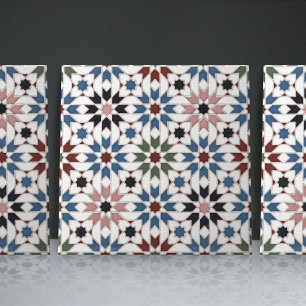 Geometric Floral Moroccan Tile Home Decor Accent