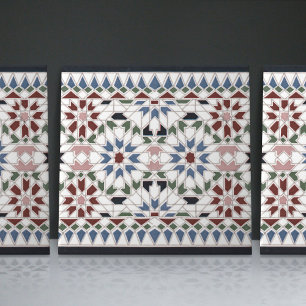 Geometric Floral Moroccan Tile Home Decor Accent