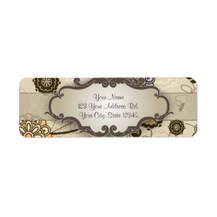 Geometric Floral on Tan with Nameplate