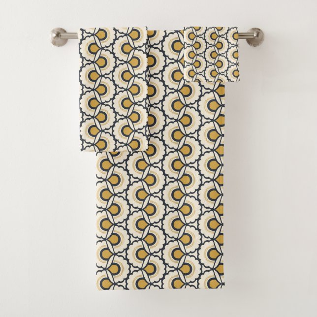 Geometric Floral Pattern Bath Towel Set (Insitu)