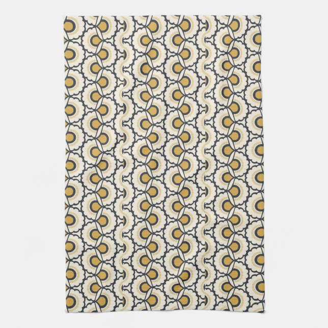 Geometric Floral Pattern Tea Towel (Vertical)