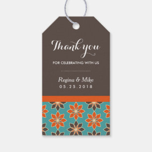Geometric Floral Pattern Wedding Favour Gift Tags