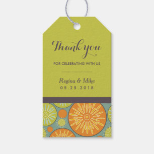 Geometric Floral Pattern Wedding Favour Gift Tags