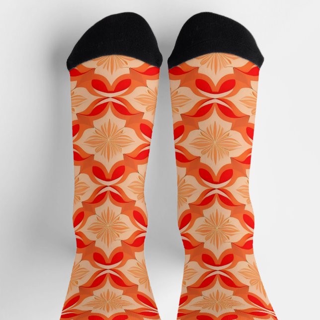 Geometric Floral Pattern With Symmetrical Motifs Socks (Top)