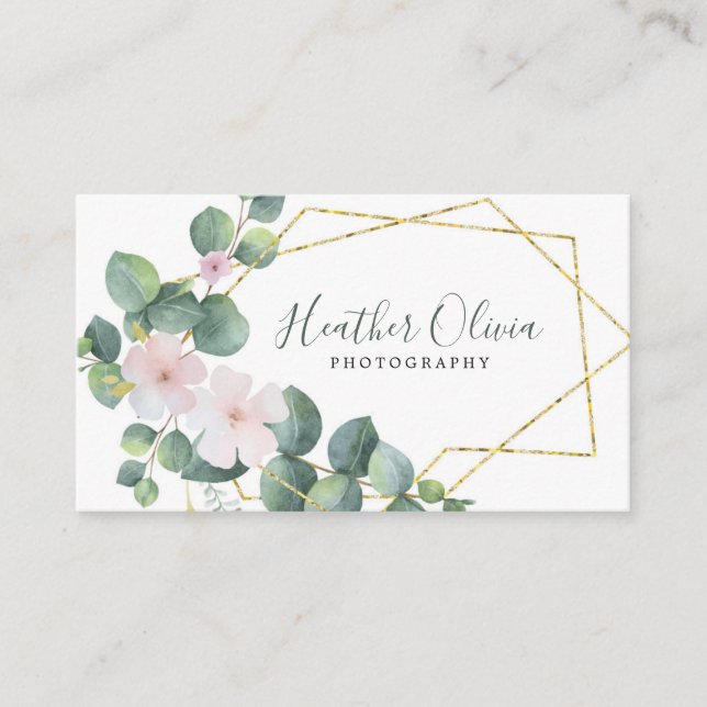 Geometric Floral Photography Business Card (Front)